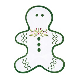 TP Christmas Decoration Serving Tray, Melamine Gingerbread Man Serving Platter Dish with Nesting Design for Snack, Cookies and Candy, Set of 2