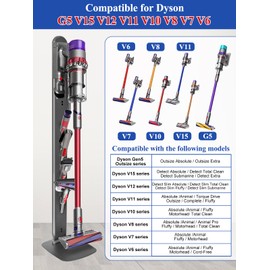 boailydi Sturdy Metal Vacuum Stand Compatible with Dyson Gen5 V15 V12 V11 V10 V8 V7 V6, Freestanding Bracket Standing Holder with Hidden Cable Design, Space-Saving Storage Rack for Cordless Vacuums