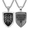 Rofusn St. Michael Archangel Shield Necklace: Mens Punk Silver Stainless
