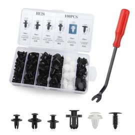 100PCS Bumper Clips with 1PC Fastener Remover,Multiple Automotive Clips[Six Types] of Cars SUVs Trucks,Car Accessories Car Clips for Fixing Car Bumper,Hook,Door Panel