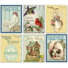 Happy Easter Blank Note Cards - Greeting Cards with Envelopes - 6 Unique Designs - 5.5"x4.25" (12 Pack)