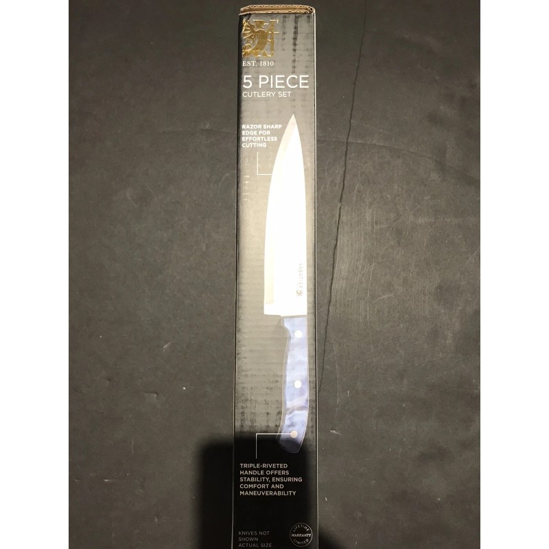 Sabatier 5 piece Cutlery set Ergonomic design Blue handles Stainless