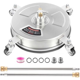 14" Pressure Washer Surface Cleaner with 4 Wheels - Stainless Steel Surface Cleaner for Pressure Washer Attachment for Concrete, Patio, Sidewalk, Deck and Driveways