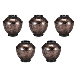 Set of 5 Heat Resistant 3.5 Inch Egg Bowls Gray Bristle Yakoun Black [4 x 4 Inch (300 cc)] | Small Suction Bowls Heat Resistant ABS Plastic (Setomonohonpo)