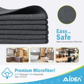 AIDEA Microfiber Cleaning Cloths-50PK, Soft Microfiber Towel, Absorbent Cleaning Supplies, Lint-Free Streak-Free Cleaning Cloths for House, Kitchen, Window(12in.x12in.)
