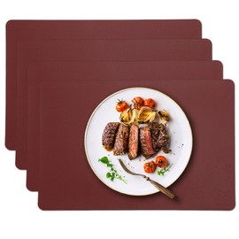 marysgift Red Placemats Set of 4 with Non Slip Kitchen Heat Resistant Washable and Wipeaable Table Place Mats Set for Hotel Wedding Party 30 x 45 cm, Burgundy