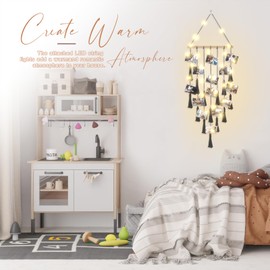 ANROYE Macrame Hanging Photo Display, Picture Holder with 30 Clips for Bedroom Wall, Polaroid Boho Gallery Hangers with LED Light String, Room Decor Christmas Gifts for 10 11 12 13 14 Year Old Teen Girl