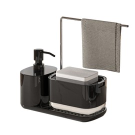 Sonhomay Soap Dispenser Hand and Dish Soap Dispenser Set with Dishcloth Holder Counter Top Soap Dispenser for Kitchen Countertop Bathroom