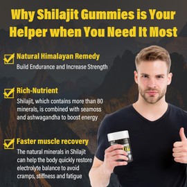 Quixiora Shilajit Gummies| Shilajit for Men – Diamond-Shaped, Shilajit Pure Himalayan Organic |High Potency|85+ Trace Minerals & Fulvic Acid| Shilajit Supplement | 60 Gummies