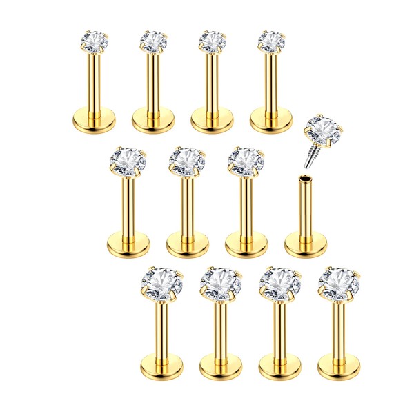 Chriscoco 16G 12pcs Helix Piercings Surgical Steel Piercing Ear Conch