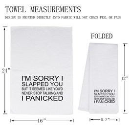 MBMSO Sarcastic Kitchen Towels for Bossy Women Funny Dish Towel with Saying I'm Sorry I Slapped You Tea Towel Home Decoration (I Panicked TW)