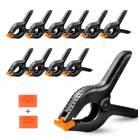 Clamping Clamps, Pack of 16 Spring Clamps for Glues, Plastic Clamps with Movable Jaws for Woodworking, Photographic Backgrounds, Spring Clamp, Black