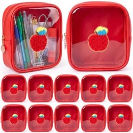 Cosmetic Bag Organizer Travel, Compact Lightweight Accessory for Travel and Daily Use - Sunnymove 12 Pack Red Apple