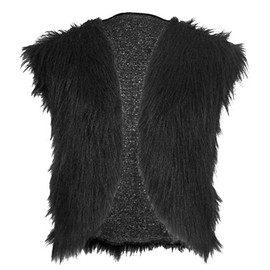 The Dragons Den Childs 8-12 Yrs Black Bear Animal Faux Fur Waistcoat Mountain Man Fancy Dress