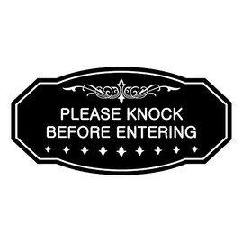 Signs ByLITA Victorian Please Knock Before Entering Sign (Black) - Small