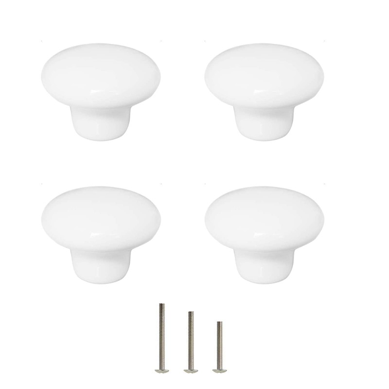 OctinPris 4X White Door Knob Cabinet Retro Round Ceramic Drawer