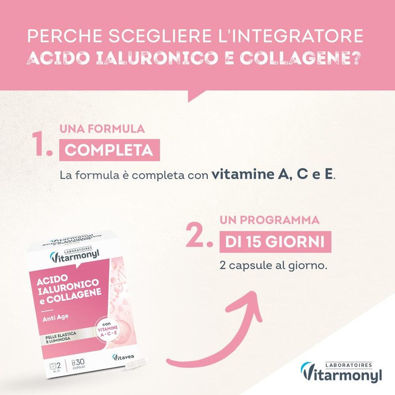 Acido Ialuronico e Collagene - Integratore anti-age - Per pelle