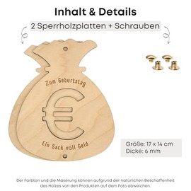 ZUKLA¬Æ Verpackung f√ºr Geldgeschenke Geburtstag, Weihnachten - Geldgeschenk Verpackung Holz Sack - Eine Originelle Idee, Geld zu Verschenken - Geschenkgutschein