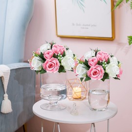 Sziqiqi Pack of 10 Fake Flowers, Silk Rose Flowers, Suit for Wedding/Party Centerpiece Road Lead Flower Rack Decorations, 10 Pieces