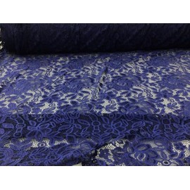 Embroidered Stretch Lace Apparel Fabric Sheer Metallic Floral Navy Blue WW410