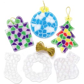Baker Ross AX570 Pack of 10 Crystal Mosaic Decorations Christmas Acrylic Festive Suncatchers for Creative Arts and Crafts Activities Crafts and Decorating