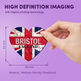 1x Heart MDF Magnet 6cm - Bristol England Flag Circle - Fridge Locker Office Whiteboard Toolbox #61004