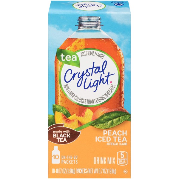 Crystal Light On The Go Peach Iced Tea, 10-Packet Box (Pack of 5)