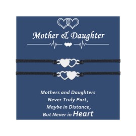 YELUWA Mothers Day Gifts, 2 Pcs Mother Daughter Heart Bracelets, Mum Gifts, Mommy and Me Bracelets, Mother Daughter Present Ideas Jewelry Birthday Easter Christmas Stocking Stuffer Valentine
