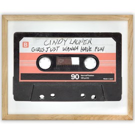 Girls Just Wanna Have Fun: 11x14 Framed Poster - Vintage Cassette Tape Recorder - Retro Music Lovers, Recording Studio & Dorm Decor - Feminist Disco Party Decoration