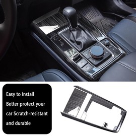 KELEIMAI Car Accessories Fit for Mazda CX-30 CX30 2020 2021 2022 2023 2024 Interior Gear Shift Knob Console Panel Trims Cup Holder Frame Cover (Brushed Black Style) 2PCS Stainless Steel