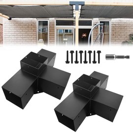 ITEVE.GD 4-Way Pergola DIY Bracket Kit,Heavy Duty Right Angle Corner Brackets with Screws for 4"x4"(Actal:3.5"x3.5") Wood Beams for Outdoor Pavilion,Kitchen,Porch,Hammock,Hunt Cabin