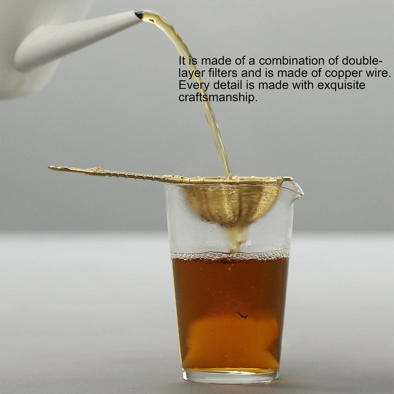 Tea Infuser, Pure Copper Tea Strainer Long Handle Teapot Strainer