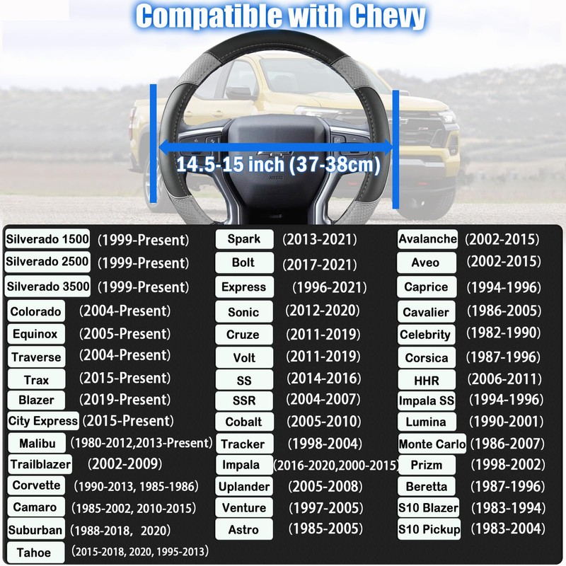 14.5-15'' Steering Wheel Cover for Chevy Silverado Colorado Equinox Trim