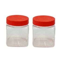 Sunpet J0400SQ Small Plastic Food Storage Canisters, Red, 400ml, Pack of 2