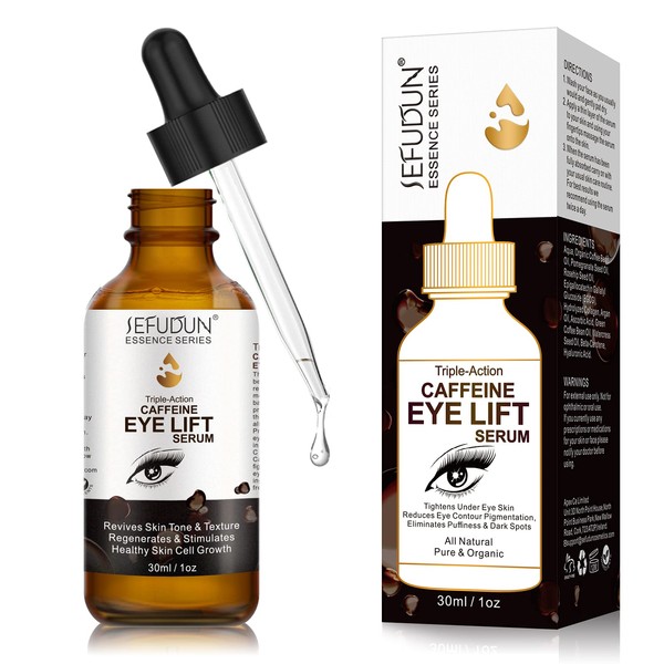 Eye serum against wrinkles and dark circles with organic coffee