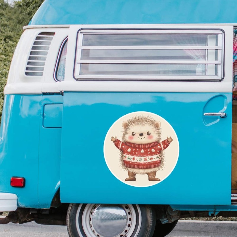 Extra Large 460mm 'Cute Christmas Hedgehog' Permanent Sticker Decal for