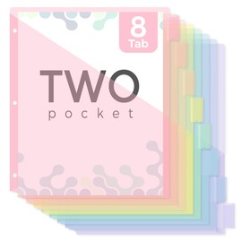 SKYDUE Pastel Binder Dividers with Tabs and Pockets - Soft Plastic Dividers for 3 Ring Binder, Includes 16 Blank Index Labels, for School & Office Organization, Pink