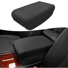 Center Console Armrest Cover Replacement for Toyota Highlander 2008 2009 2010 2011 2012 2013, Customized Arm Rest Lid Skin Upholstery, Vinyl Leather, Black (Leather Part Only)