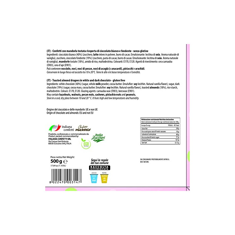 Confetti Maxtris, Dolce Arrivo Rosa Alla, MANDORLA, 500 Grammo