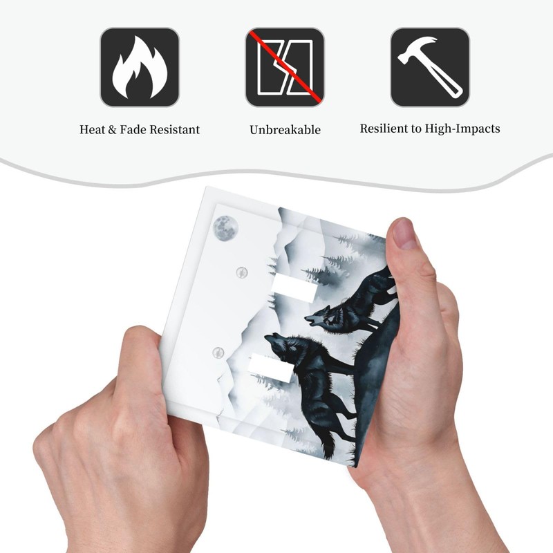 Spshian Decorative Light Switch Cover Plate Black White Ink Forest