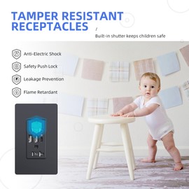 6.0A Wall USB Outlet Black, 15Amp Tamper-Resistant Receptacle Charge with USB Type A & C Ports, Duplex Screwless Wall Plate Included, Need Neutral Wire, UL & FCC Listed