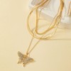 OSCCI Herringbone Butterfly Layered Necklace for Women Gold Plated Chunky