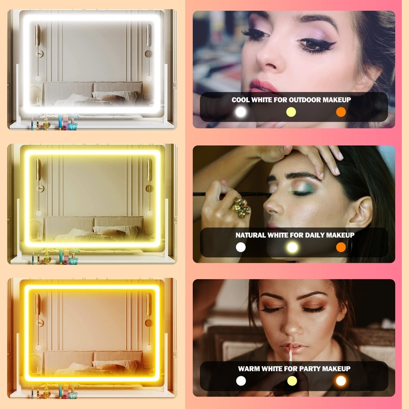 Gvnkvn Lighted Makeup Mirror, 17.3"x13" Hollywood Vanity Mirror with Led