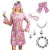 MRYUWB - Vestido disco de 70s, Disfraces para mujeres, collar,