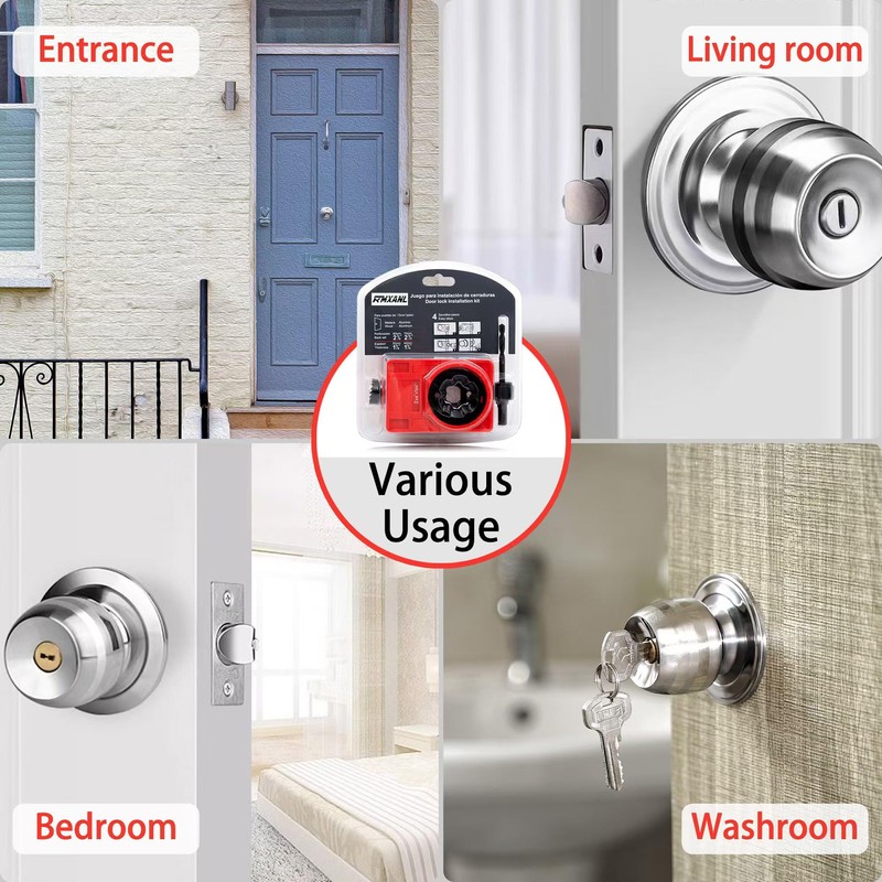 RMXANL Door Lock Installation Kit Including Hole Saws Door Jig