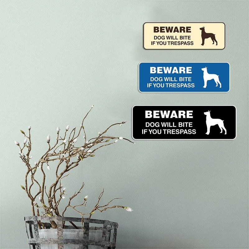 Standard Beware Dog Will Bite Sign (Black) - Small