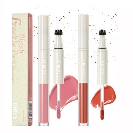 Freckle Blush Pen 2 Colors Natural Lifelike Faux Freckle, Freckle Blush Liquid Pencil for Cheeks Quick Dry Fake Freckles Long Lasting Faux Freckles Tattoo Marker Waterproof for Sunkissed Makeup #01#04