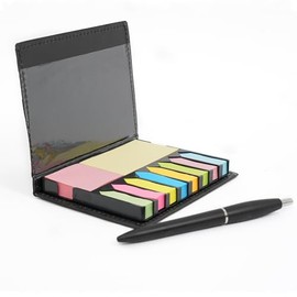 Kit Porta Notas Adhesivas con Estuche de Curpiel  Organizador de Escritorio para Oficina, Escuela o Trabajo  Incluye Pluma, Notas Adheribles y...     