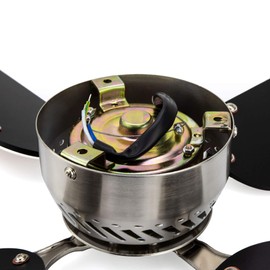 RecPro RV Ceiling Fan | 12V | 42" Brushed Nickel/Rubbed Bronze Finish | 4 Blades | Includes Switch (Brushed Nickel - Black)