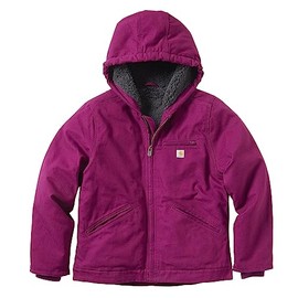Carhartt Girls' Big Sherpa Lined Jacket Coat, Sierra Plum Caspian, Large